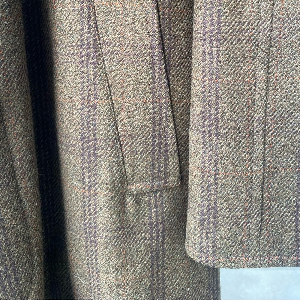 Chrysalis England Reversible Tweed Melton Wool Green Brown Check Overcoat 40 - Picture 6 of 14